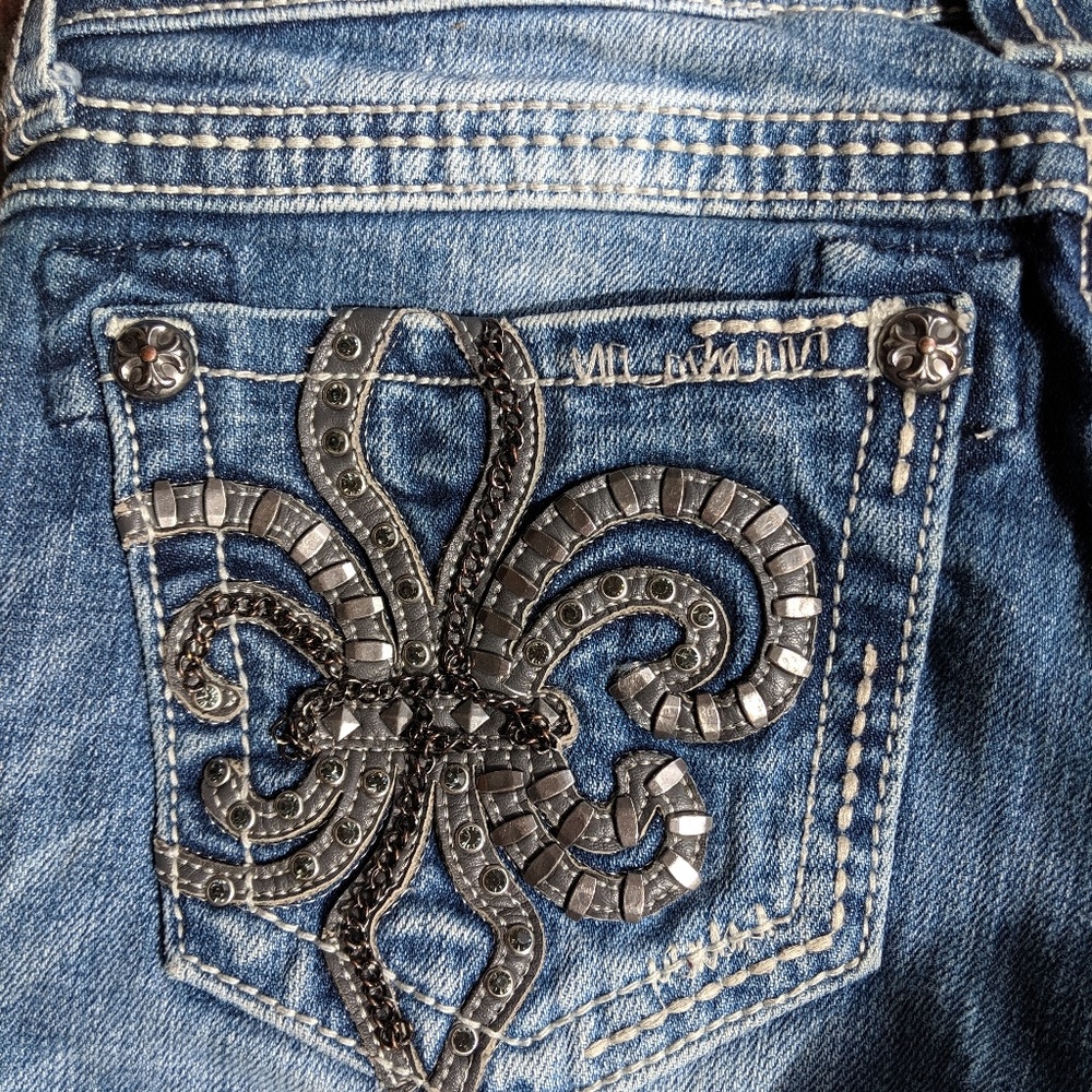 Miss Me Studded Cropped Jeans, Sz 25 - Picture 5 of 8
